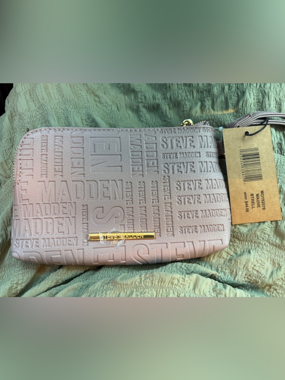 Steve Madden Mauve Embossed Wristlet with Gold Accent